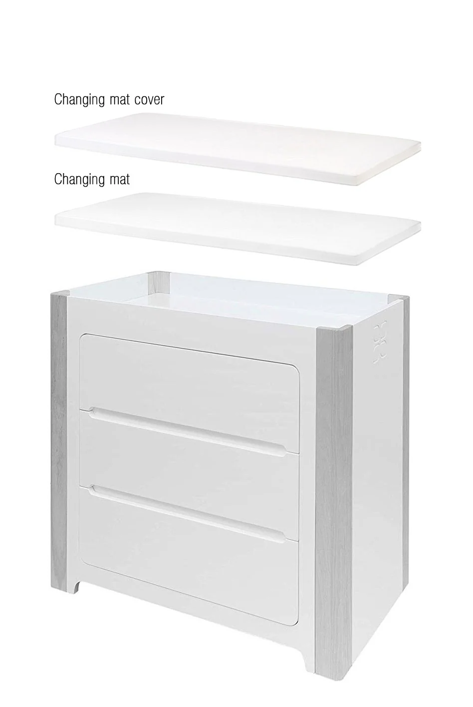 Cocoon Evoke 4-in-1 Cotbed + Change Area Dresser + Mattresses, Dove Grey / Natural Wash - Image 10