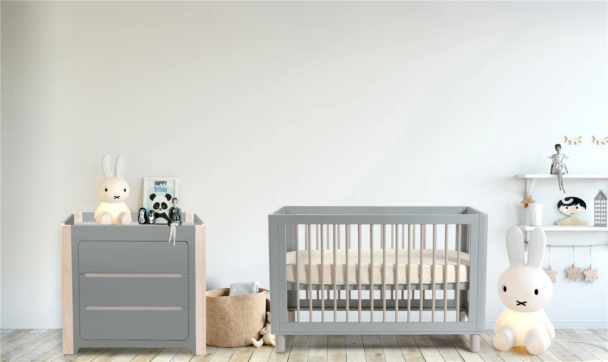 Cocoon Evoke 4-in-1 Cotbed + Change Area Dresser + Mattresses, Dove Grey / Natural Wash - Image 11
