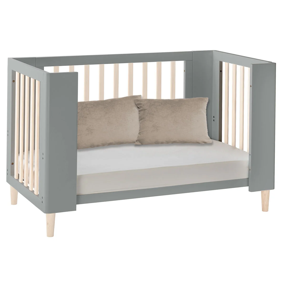 Cocoon Evoke 4-in-1 Cotbed + Change Area Dresser + Mattresses, Dove Grey / Natural Wash - Image 9