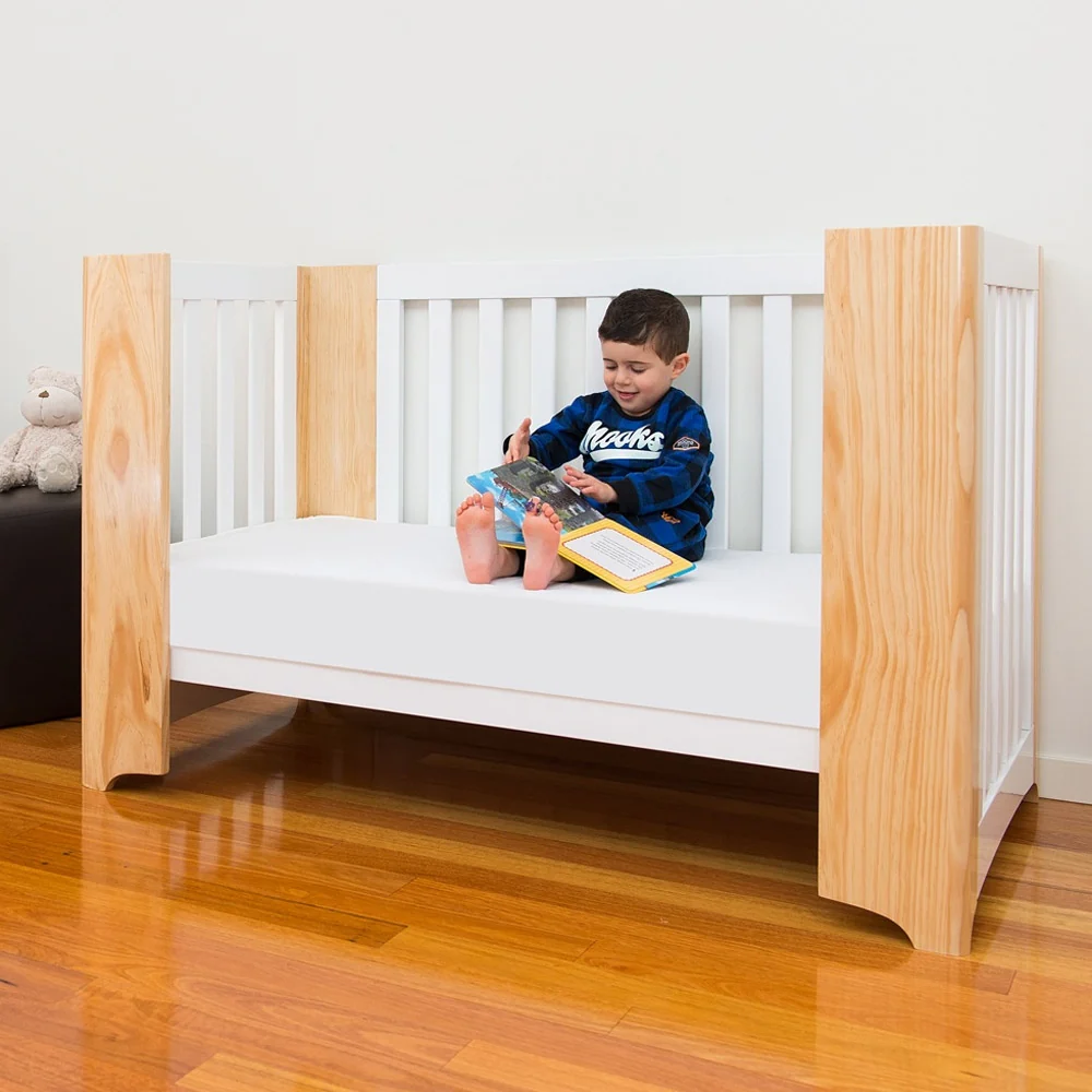 Cocoon Evoluer 4-in-1 Cotbed + Change Area Dresser + Mattresses, White / Natural - Image 6