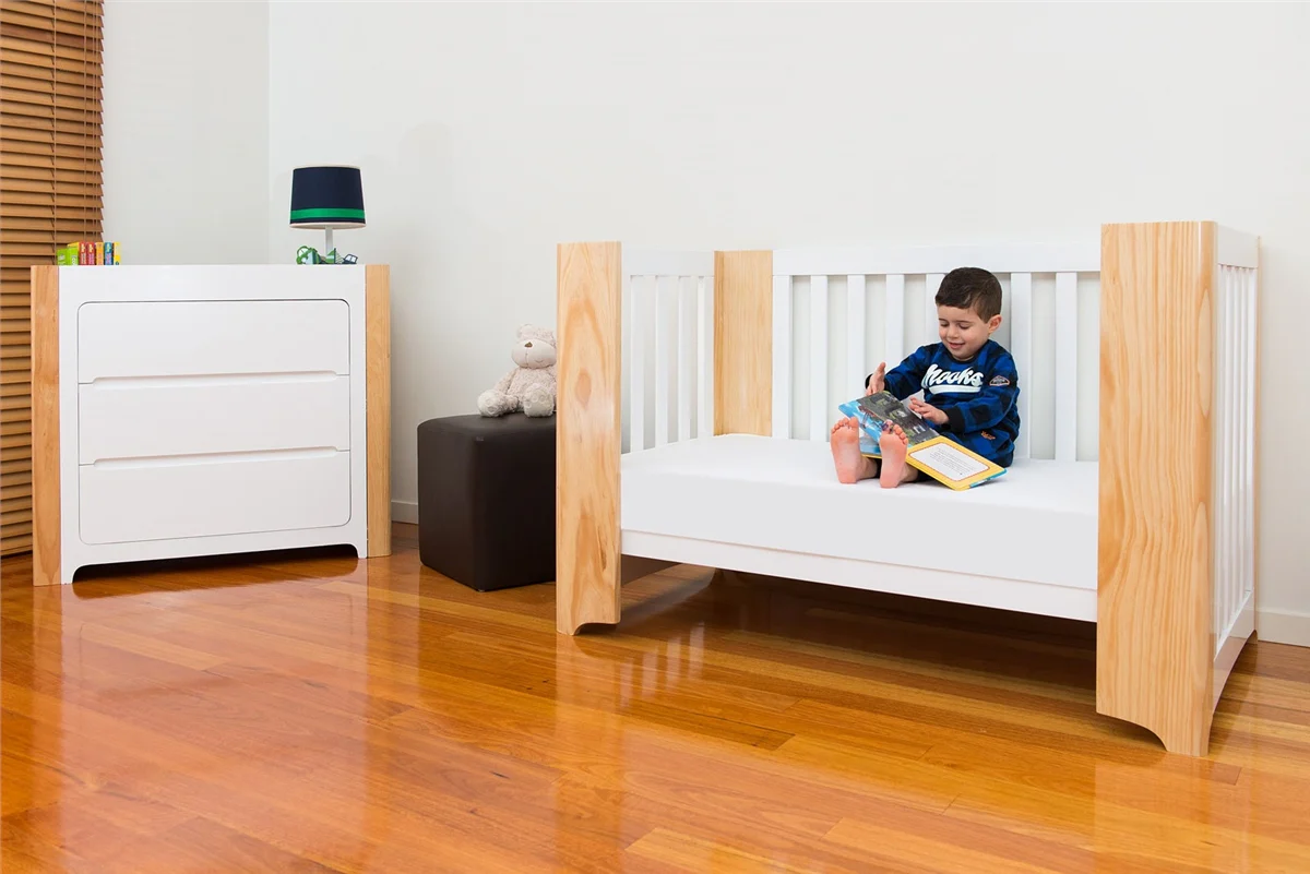 Cocoon Evoluer 4-in-1 Cotbed + Change Area Dresser + Mattresses, White / Natural - Image 8