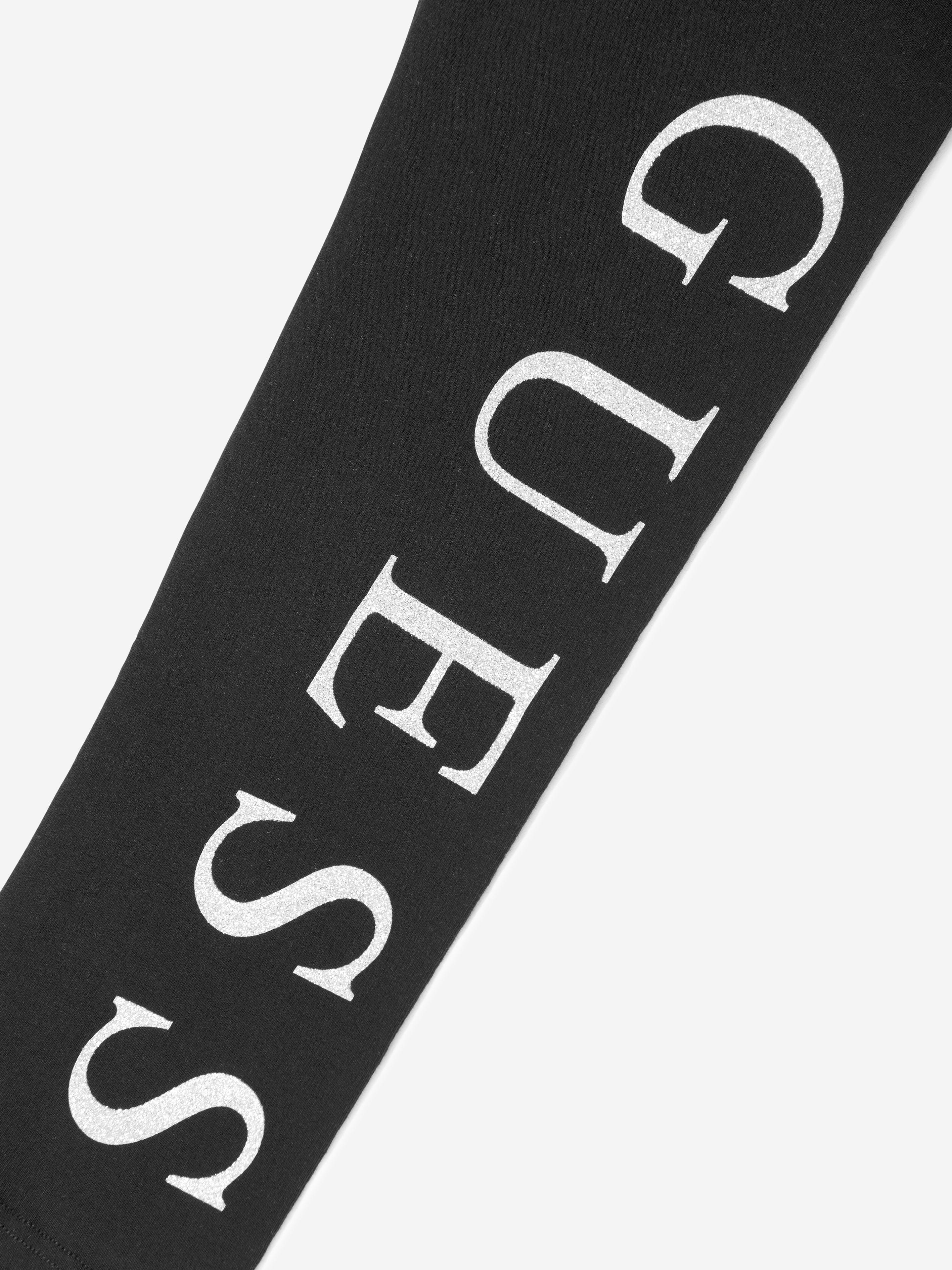 Guess Girls Logo Leggings in Black - Image 3