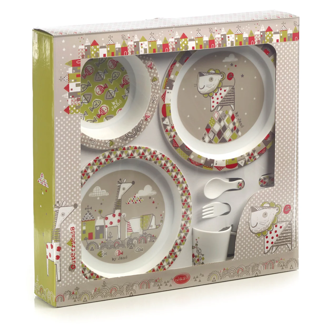 Jane 6 Piece Babies Microwave Feeding & Cutlery Set, Tangram II - Image 3