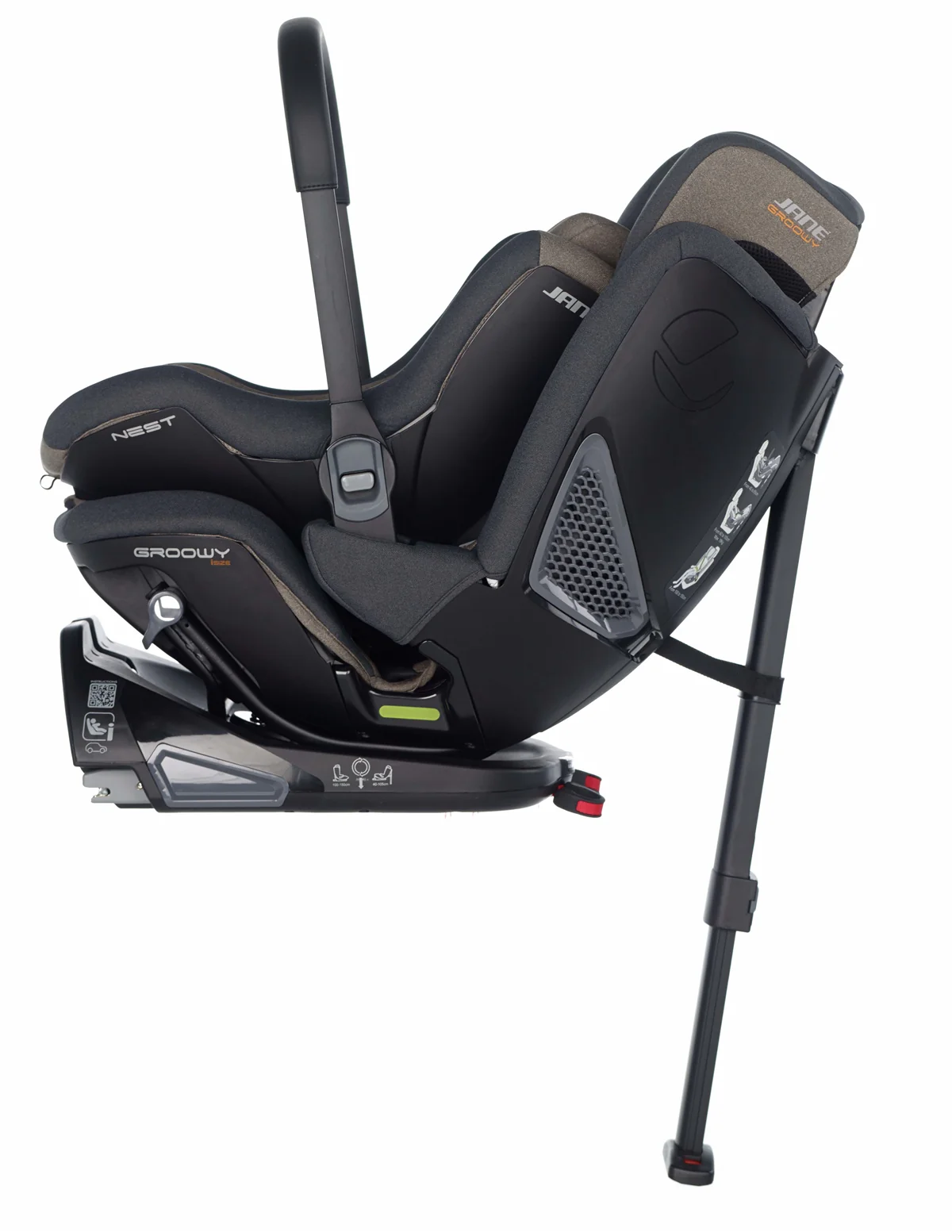 Jane Groowy + Nest i-Size Car Seat Combination 40-150cm, 0-12 Years, Matt Black - Image 10