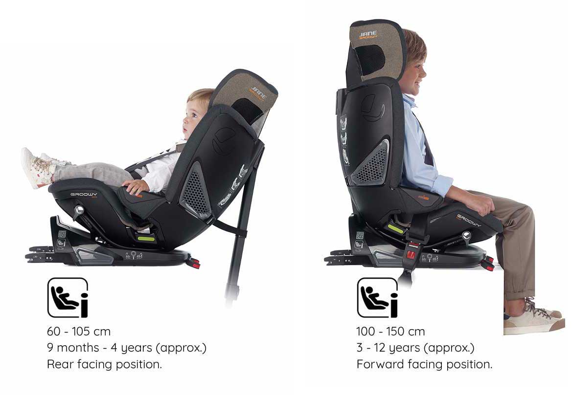 Jane Groowy + Nest i-Size Car Seat Combination 40-150cm, 0-12 Years, Matt Black - Image 38