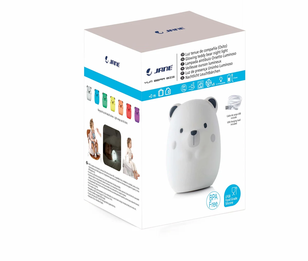 Jane Yum Bear Big Silicone Night Light – Rechargeable, Colour-Changing Sensory Lamp - Image 8