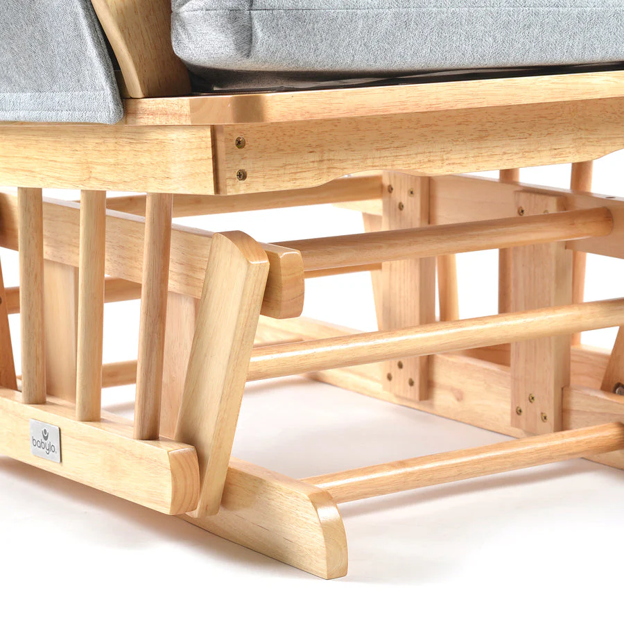 Johnston's Brompton Deluxe Baby Nursing Glider & Footstool – Suedette Comfort with Smooth Glide, Natural / Grey - Image 10