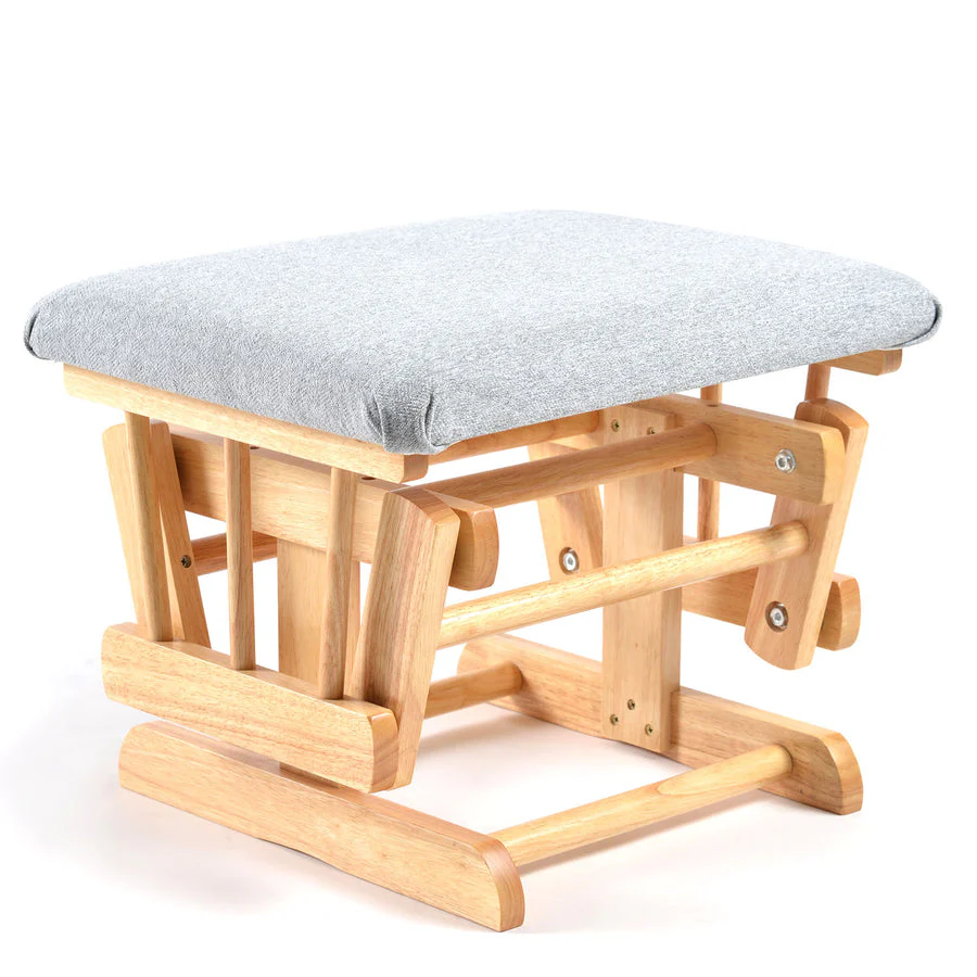 Johnston's Brompton Deluxe Baby Nursing Glider & Footstool – Suedette Comfort with Smooth Glide, Natural / Grey - Image 11
