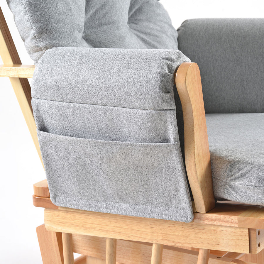 Johnston's Brompton Deluxe Baby Nursing Glider & Footstool – Suedette Comfort with Smooth Glide, Natural / Grey - Image 4