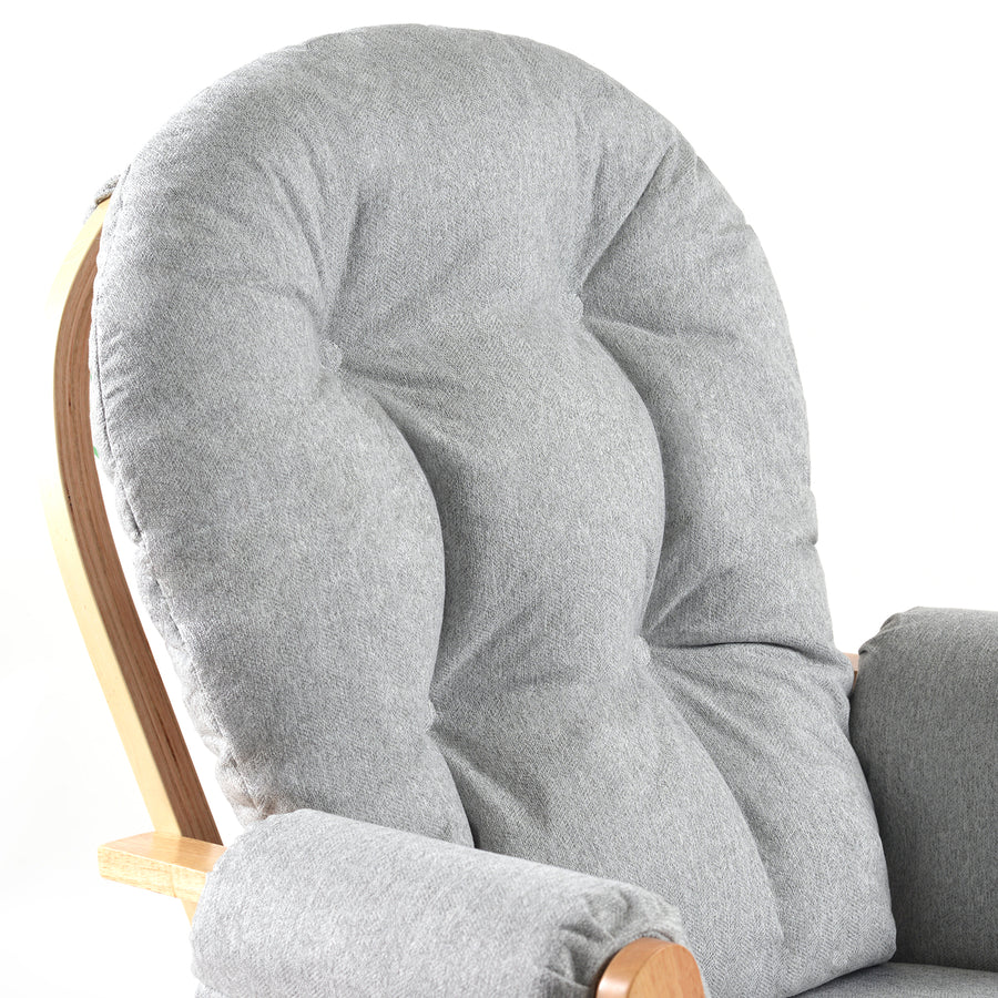 Johnston's Brompton Deluxe Baby Nursing Glider & Footstool – Suedette Comfort with Smooth Glide, Natural / Grey - Image 5