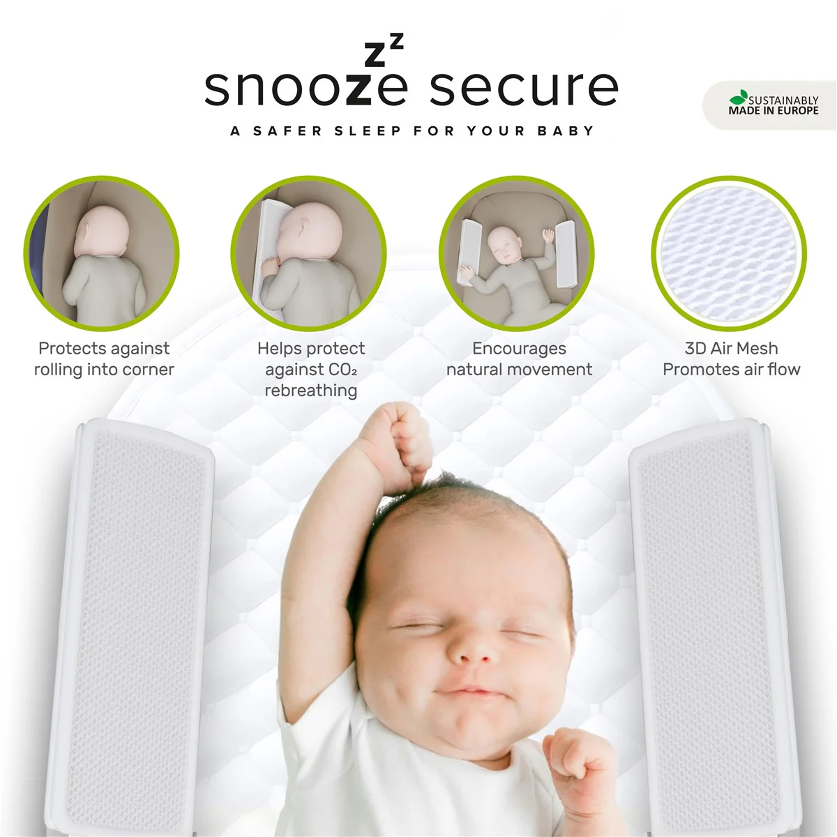 Snooze Secure 3D Air Mesh Baby Sleep Solution – Safer Sleep, Reduced CO₂ Risk - Image 19