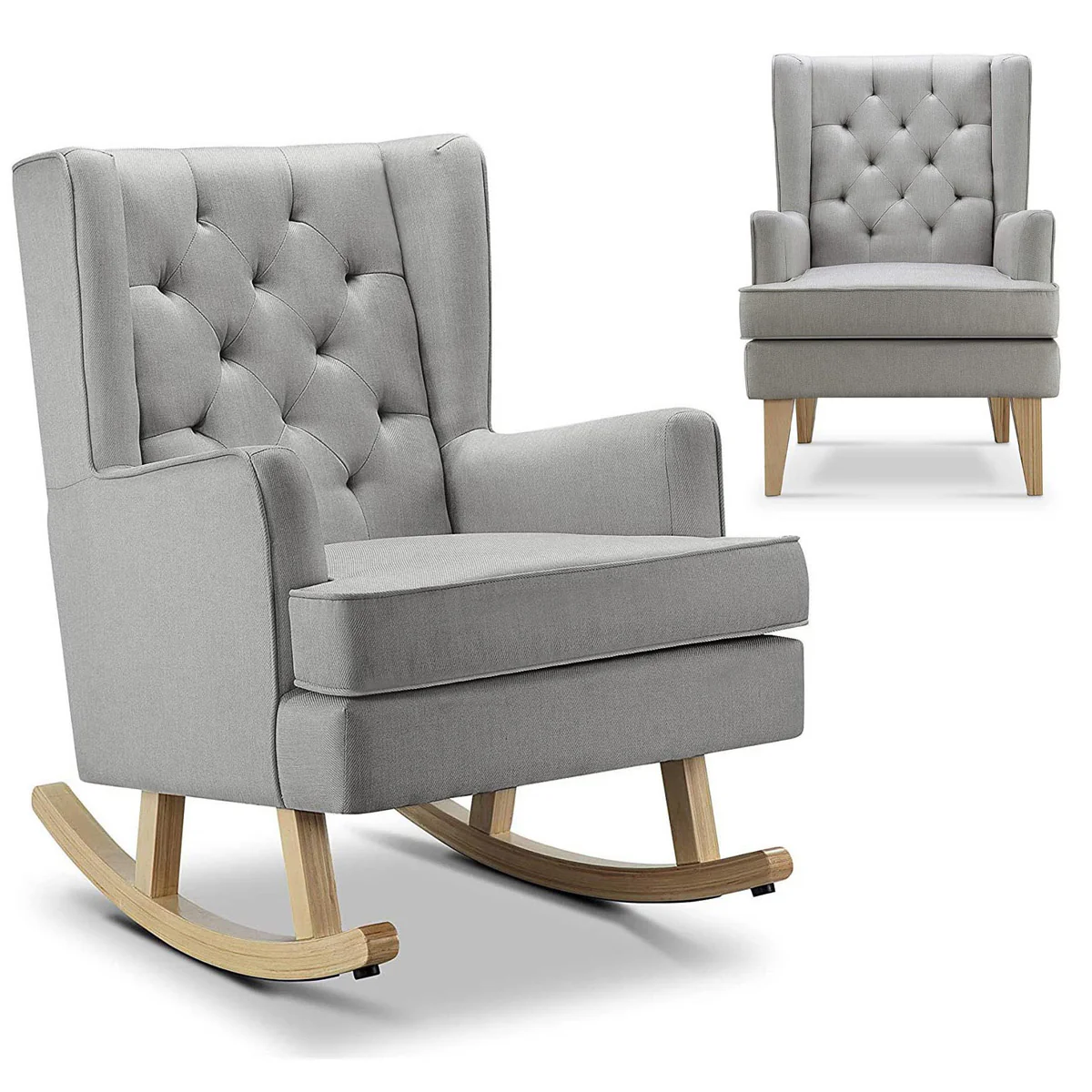 Johnston's Soothe Easy Deluxe Nursery Chair & Rocker – 2-in-1 Nursing & Feeding Chair, Grey - Image 3