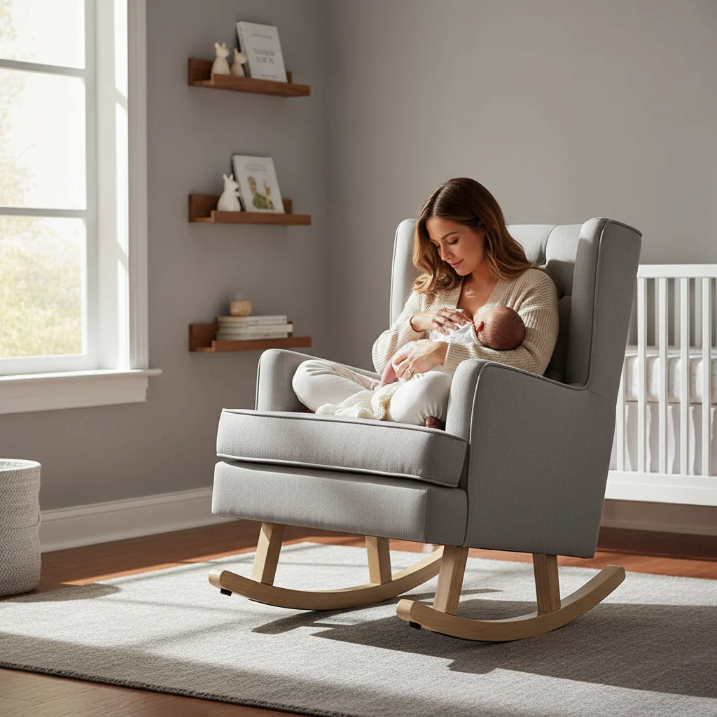 Johnston's Soothe Easy Deluxe Nursery Chair & Rocker – 2-in-1 Nursing & Feeding Chair, Grey - Image 6