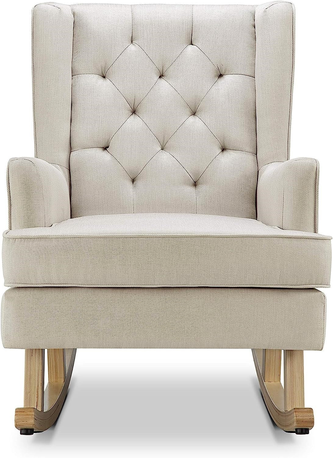 Johnston's Soothe Easy Deluxe Nursing Chair & Rocker with Foot Stool, Natural / Beech Wood - Image 8