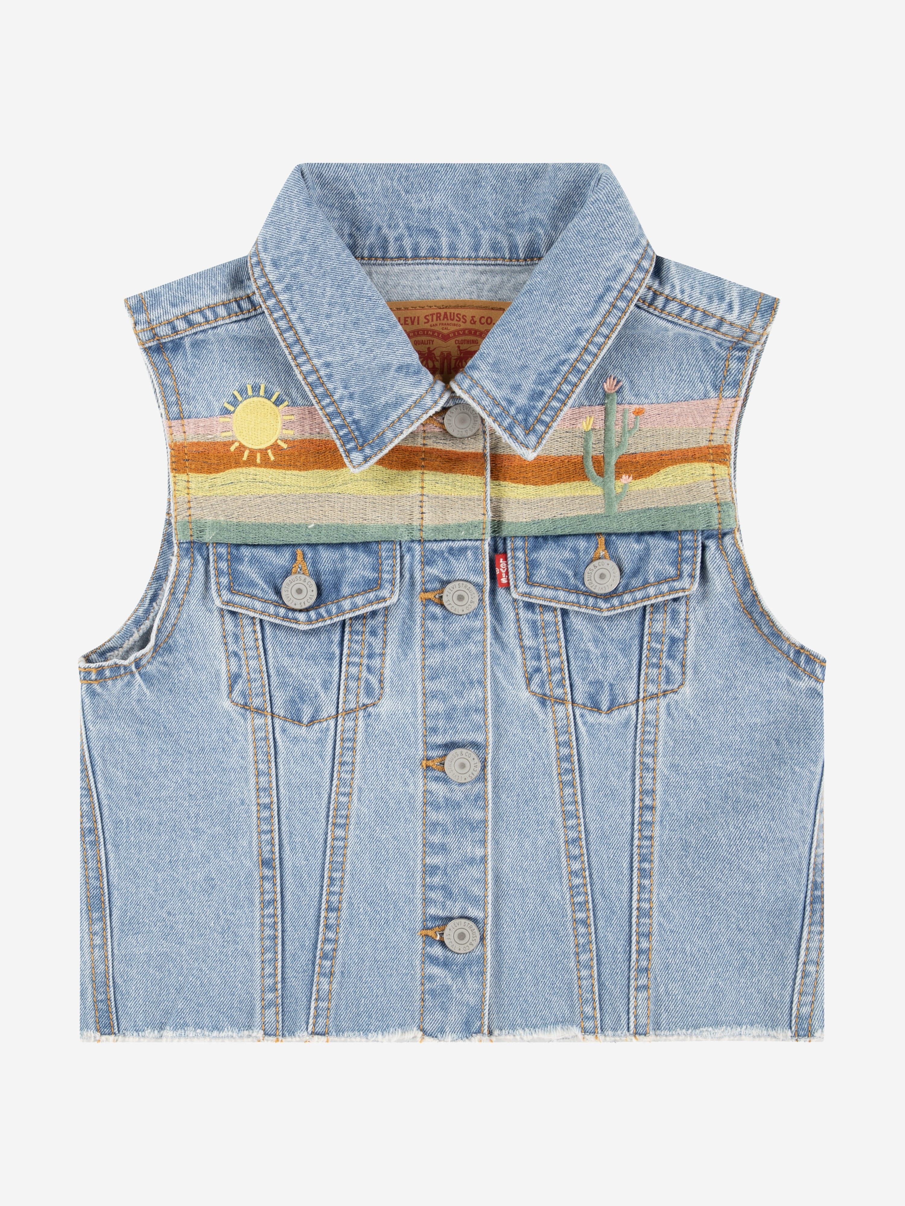Levi's Girls Embroidered Gilet in Blue - Image 5