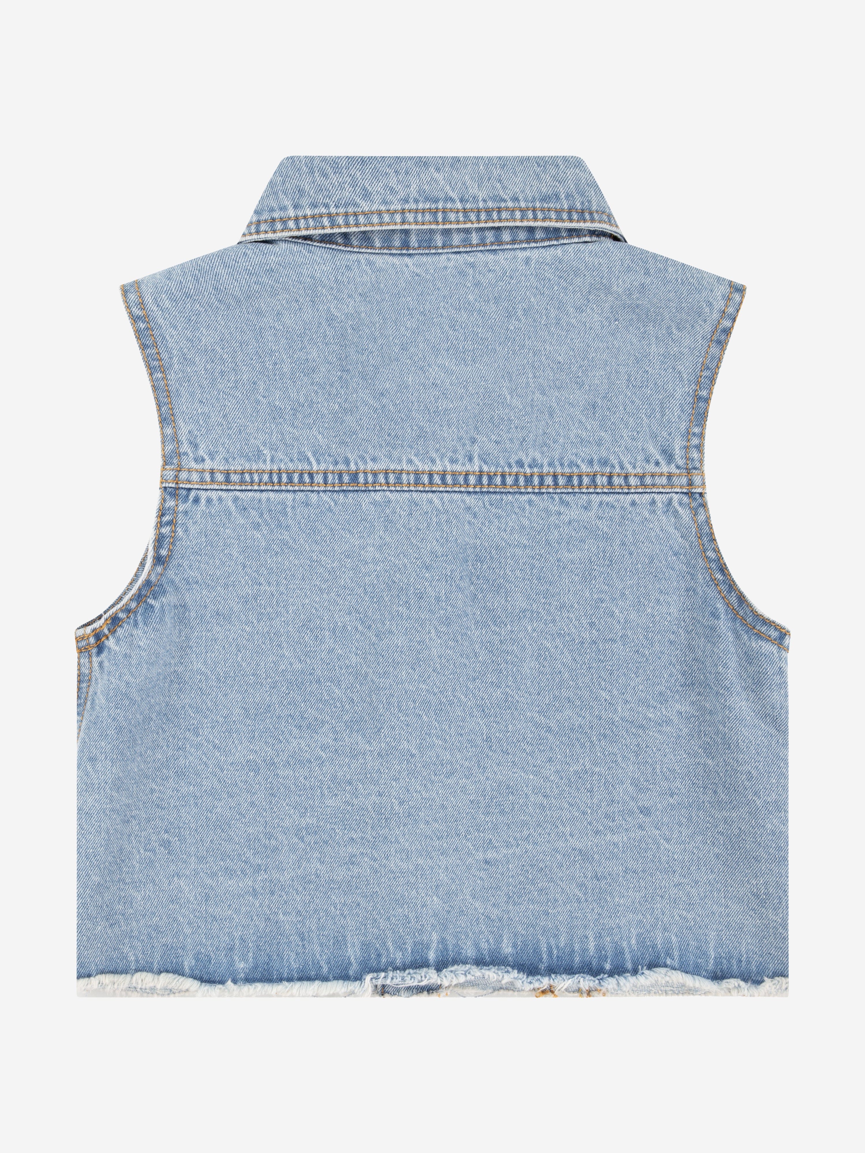 Levi's Girls Embroidered Gilet in Blue - Image 6
