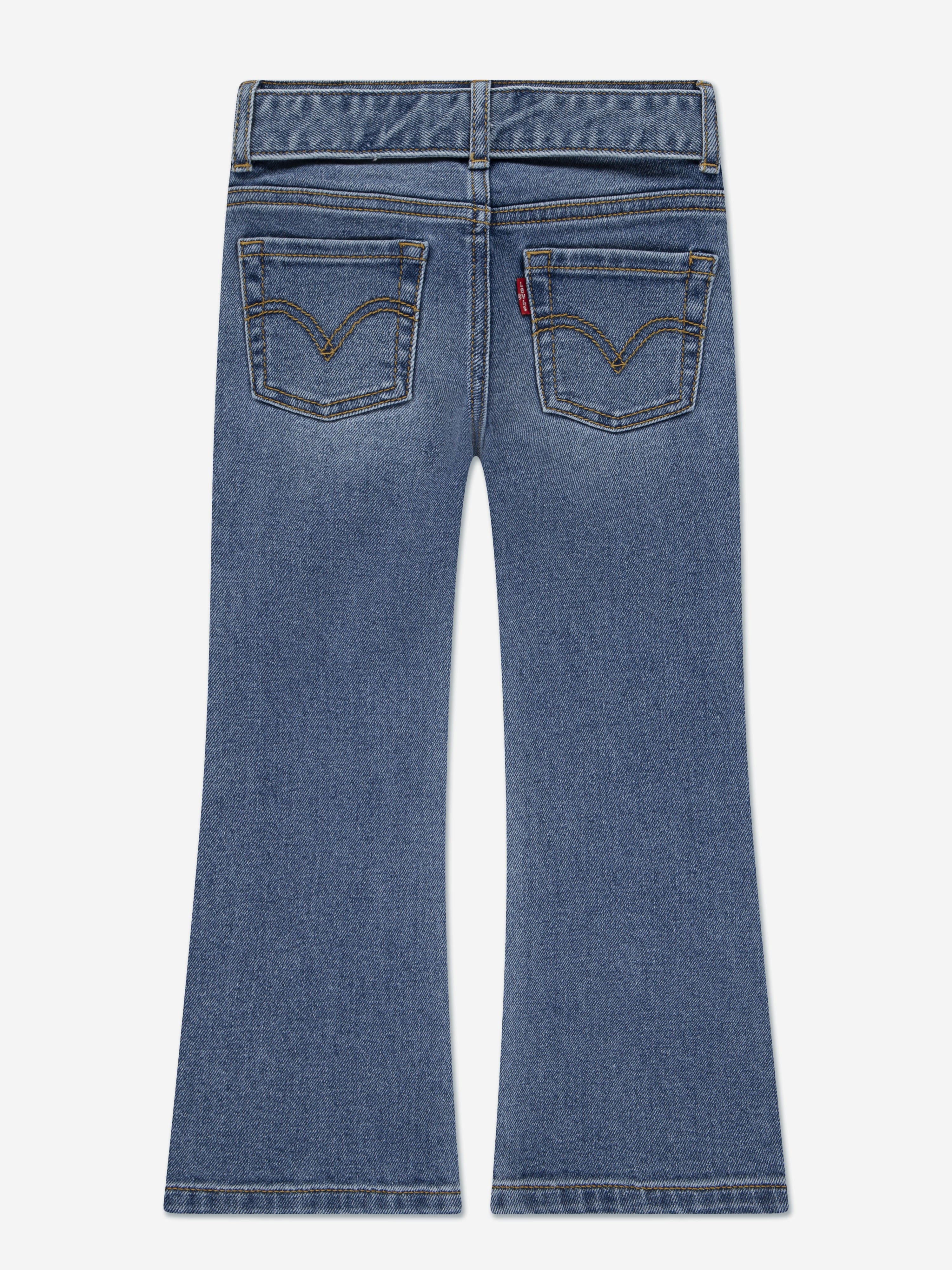 Levi's Girls Regular Rise Flared Jeans with Belt in Navy - Image 3